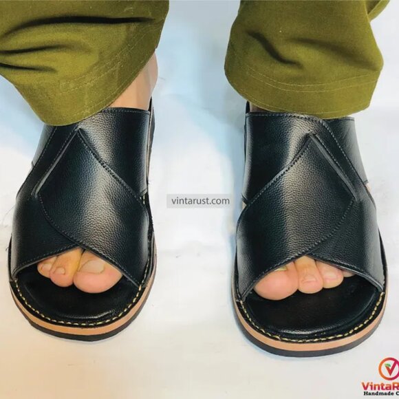 Men’s Black Peshawari Chappal, Traditional Peshawari Chappal main image 7